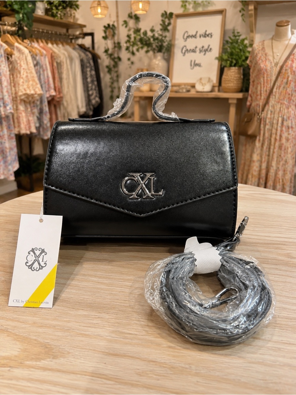 CXL Christian Lacroix Laine Matte Patent Black Crossbody Bag NWT MSRP $88